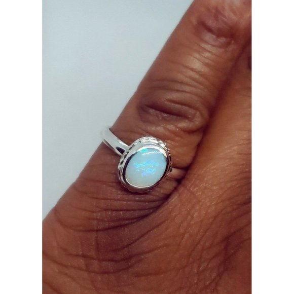 Sterling silver and Australian Opal crystal ring handmade floral design - Picture 9 of 12